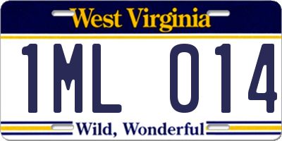 WV license plate 1ML014