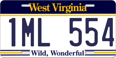 WV license plate 1ML554
