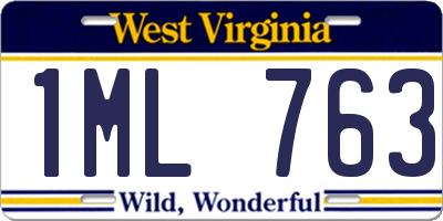 WV license plate 1ML763