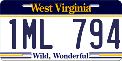 WV license plate 1ML794