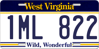 WV license plate 1ML822
