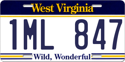 WV license plate 1ML847