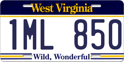 WV license plate 1ML850