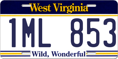 WV license plate 1ML853