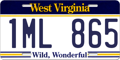 WV license plate 1ML865