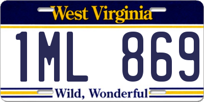 WV license plate 1ML869