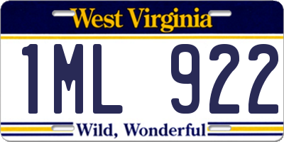 WV license plate 1ML922