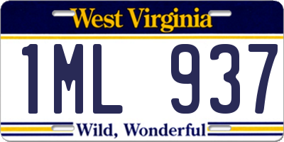 WV license plate 1ML937