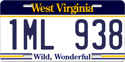 WV license plate 1ML938