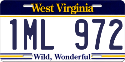 WV license plate 1ML972