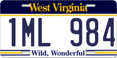 WV license plate 1ML984