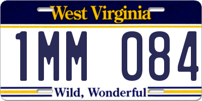 WV license plate 1MM084