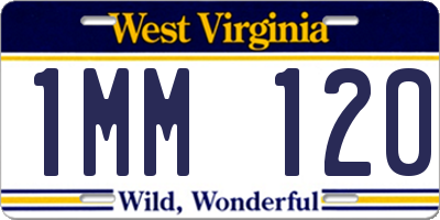 WV license plate 1MM120