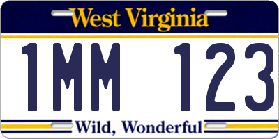 WV license plate 1MM123