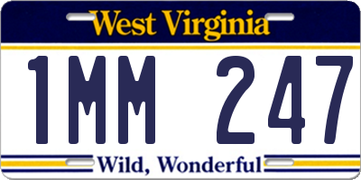 WV license plate 1MM247
