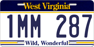 WV license plate 1MM287