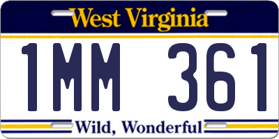WV license plate 1MM361