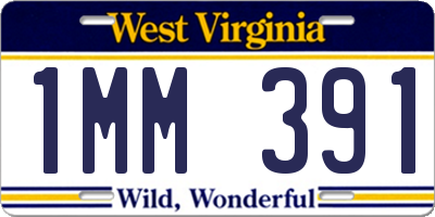 WV license plate 1MM391