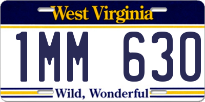 WV license plate 1MM630