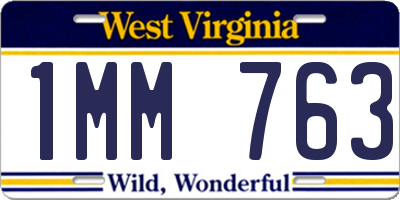 WV license plate 1MM763