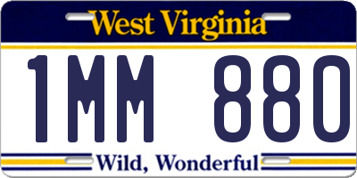 WV license plate 1MM880