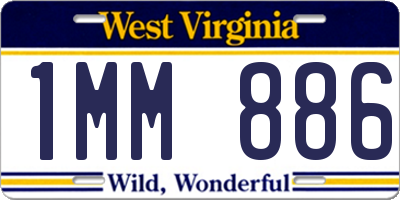 WV license plate 1MM886