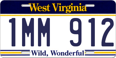 WV license plate 1MM912