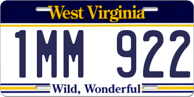WV license plate 1MM922