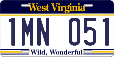 WV license plate 1MN051