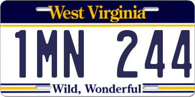 WV license plate 1MN244