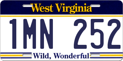 WV license plate 1MN252