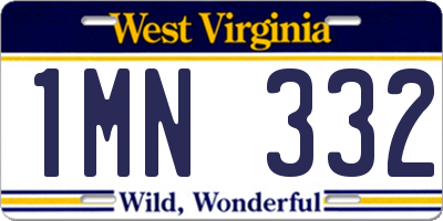 WV license plate 1MN332