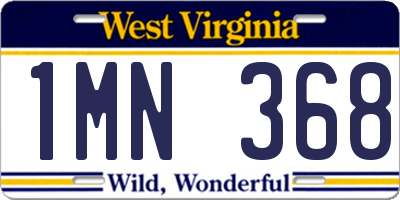 WV license plate 1MN368