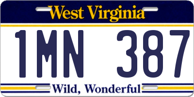 WV license plate 1MN387