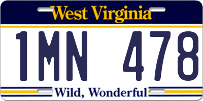 WV license plate 1MN478