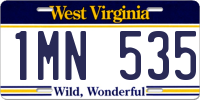 WV license plate 1MN535