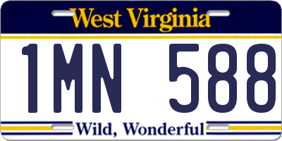 WV license plate 1MN588