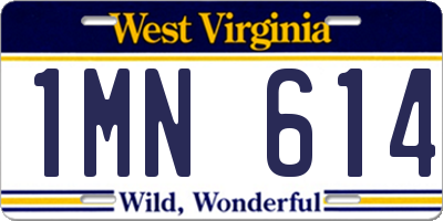 WV license plate 1MN614