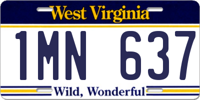 WV license plate 1MN637