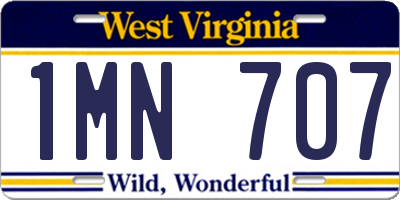 WV license plate 1MN707