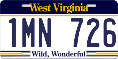 WV license plate 1MN726