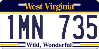 WV license plate 1MN735