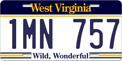 WV license plate 1MN757