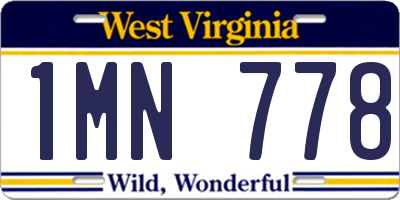 WV license plate 1MN778