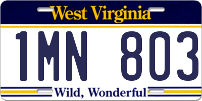WV license plate 1MN803
