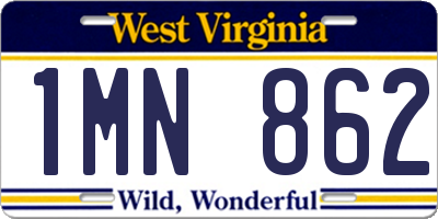 WV license plate 1MN862
