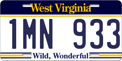 WV license plate 1MN933