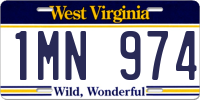 WV license plate 1MN974