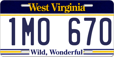 WV license plate 1MO670