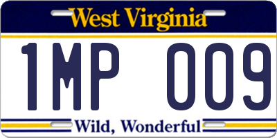 WV license plate 1MP009